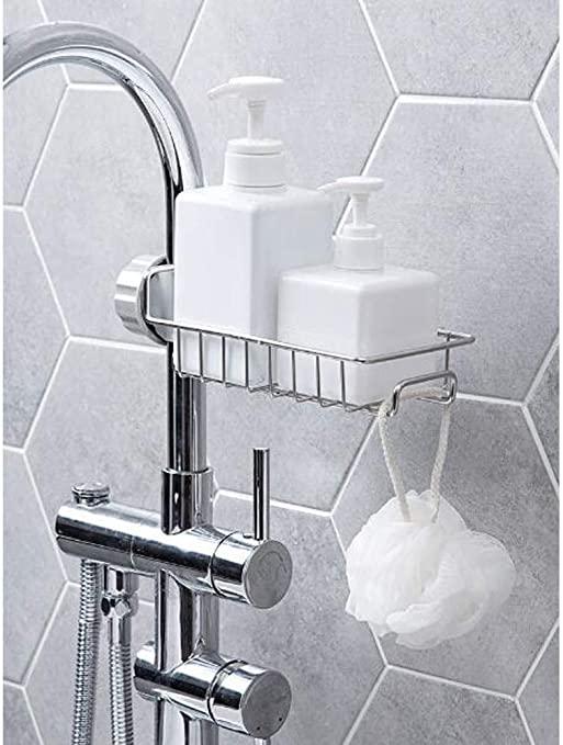 Faucet Steel Adjusting Multifunctional Kitchen Faucet Sponge Holder, Hanging Sink Organizer Caddy Rack, Towel Holder (Pack of 1)