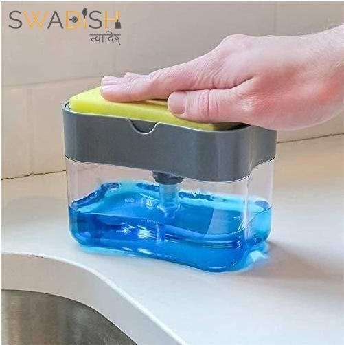 Soap Dispenser - 2 in 1 Soap Dispenser With Free Sponge ( 1000 ml, Multicolor )