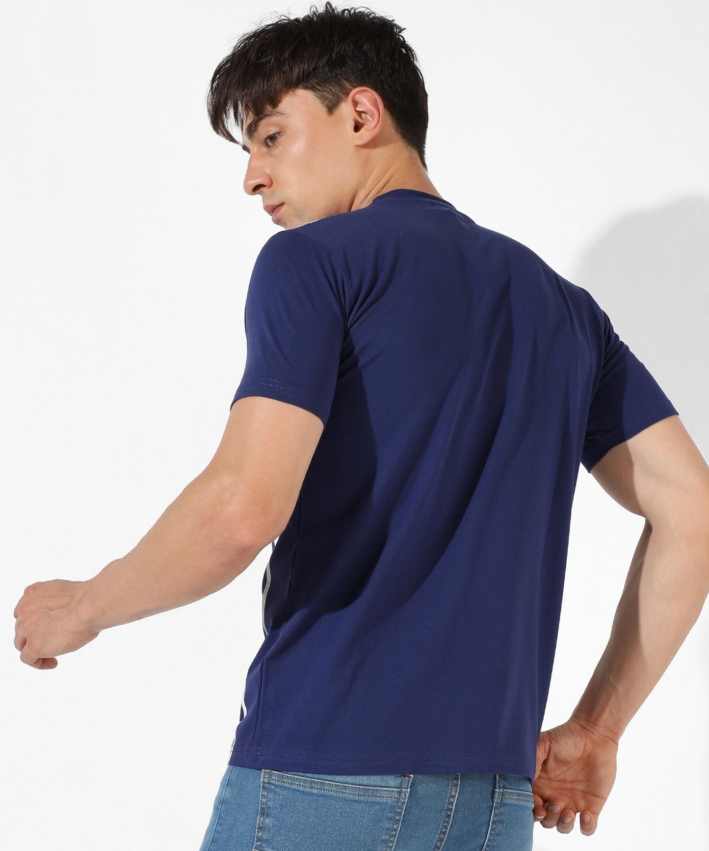 Campus Sutra Cotton Blend Color Block Half Sleeves Mens Round Neck T-Shirt