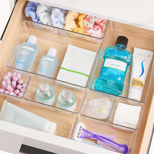 Premium Clear Plastic Drawer Organizer Set - Multi-Size