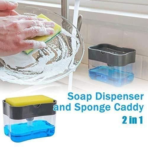 Soap Dispenser - 2 in 1 Soap Dispenser With Free Sponge ( 1000 ml, Multicolor )
