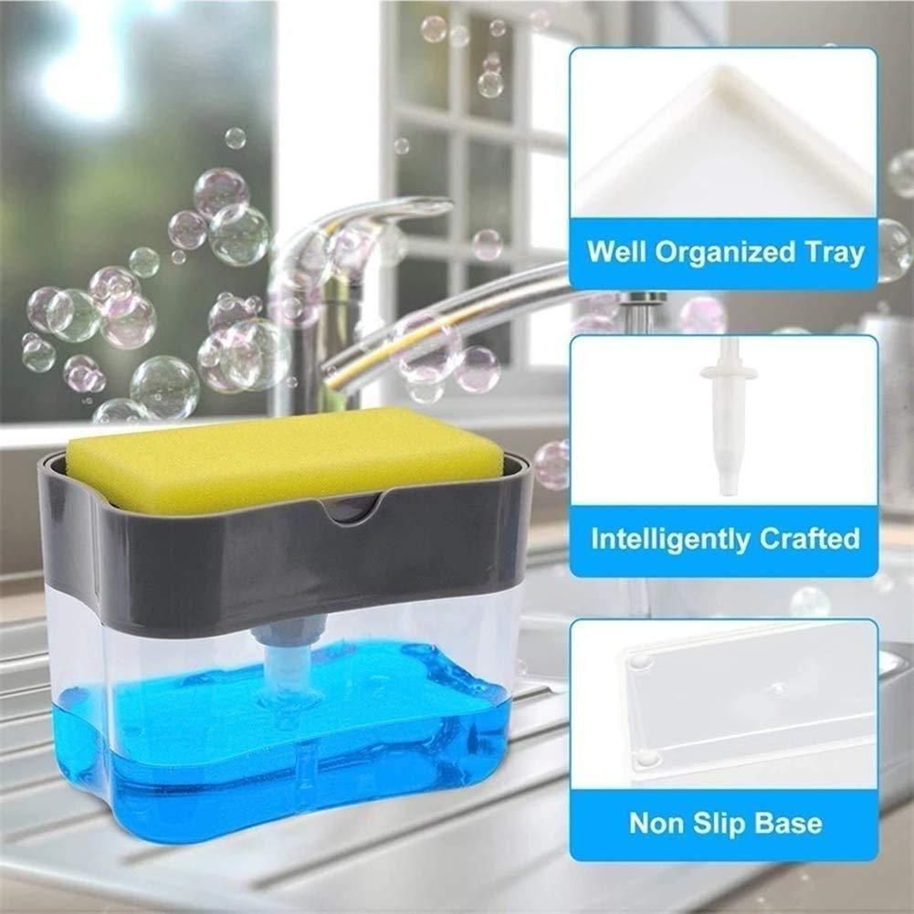 Soap Dispenser - 2 in 1 Soap Dispenser With Free Sponge ( 1000 ml, Multicolor )