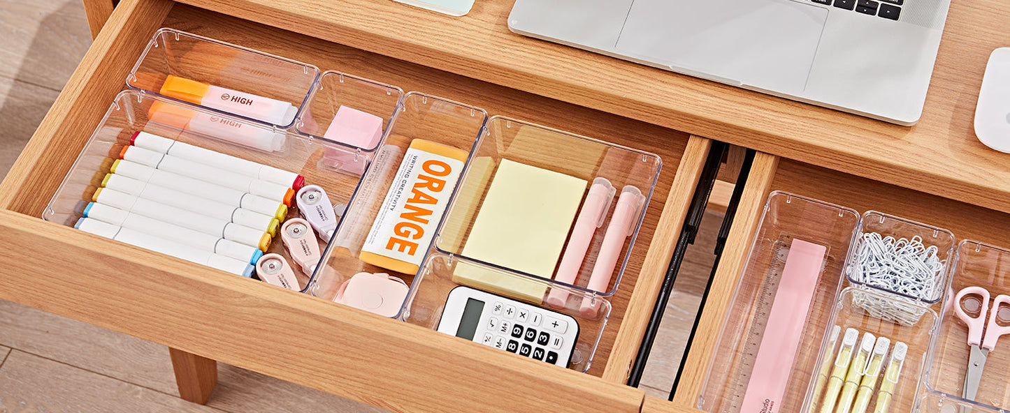 Premium Clear Plastic Drawer Organizer Set - Multi-Size