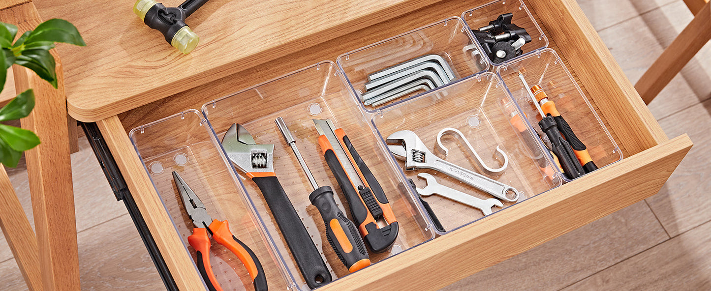 Premium Clear Plastic Drawer Organizer Set - Multi-Size