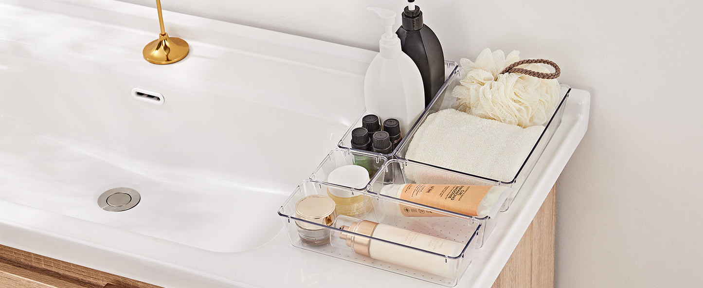 Premium Clear Plastic Drawer Organizer Set - Multi-Size