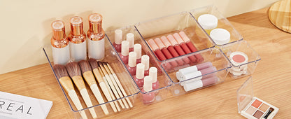 Premium Clear Plastic Drawer Organizer Set - Multi-Size