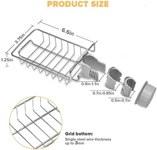 Faucet Steel Adjusting Multifunctional Kitchen Faucet Sponge Holder, Hanging Sink Organizer Caddy Rack, Towel Holder (Pack of 1)