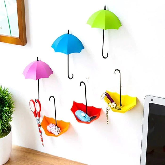 Multipurpose Umbrella Key Hat Wall Holder Hanger ( Pack of 3 )