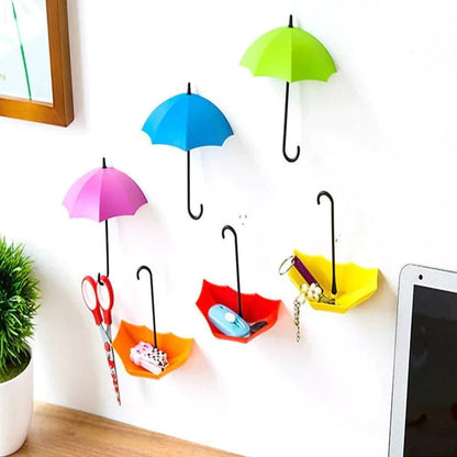 Multipurpose Umbrella Key Hat Wall Holder Hanger ( Pack of 3 )
