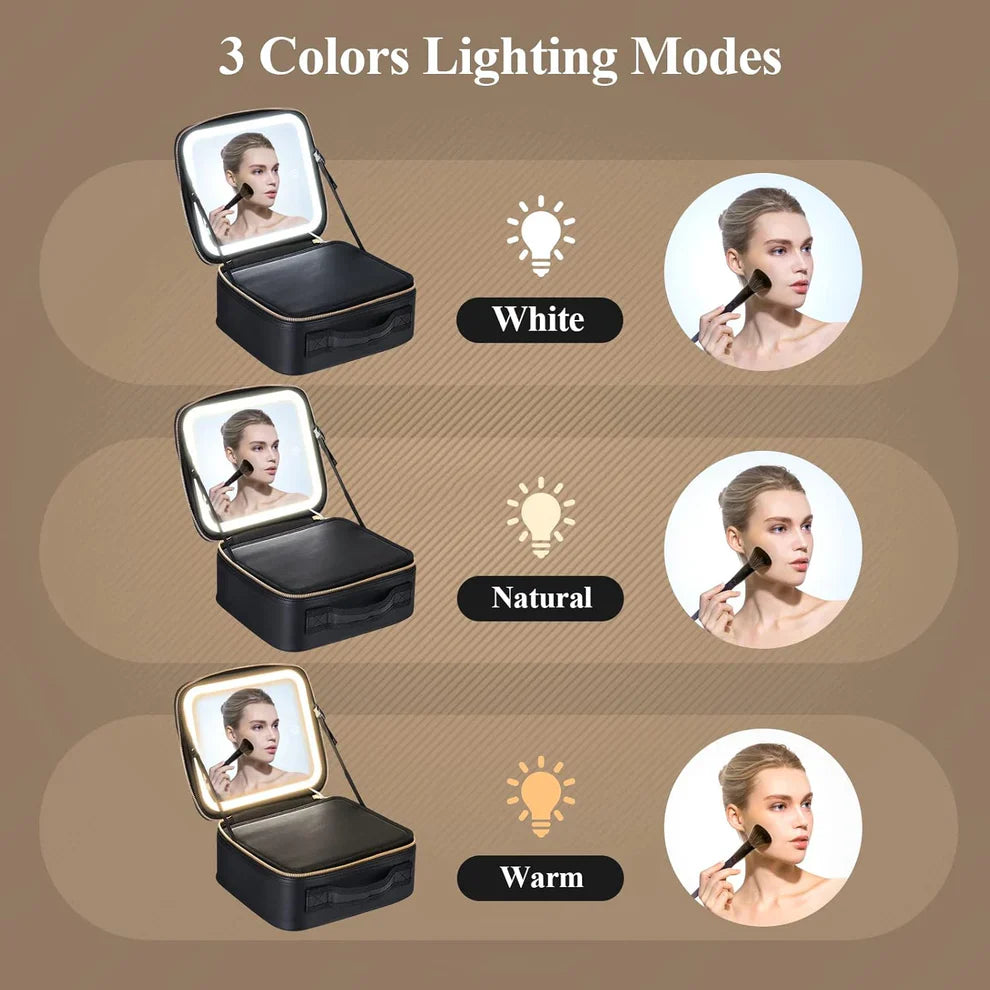 Portable LED Makeup Organizer with Mirror