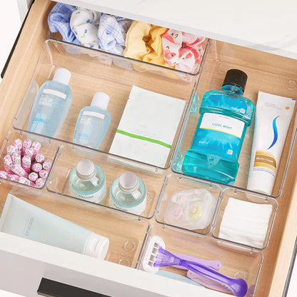 Premium Clear Plastic Drawer Organizer Set - Multi-Size