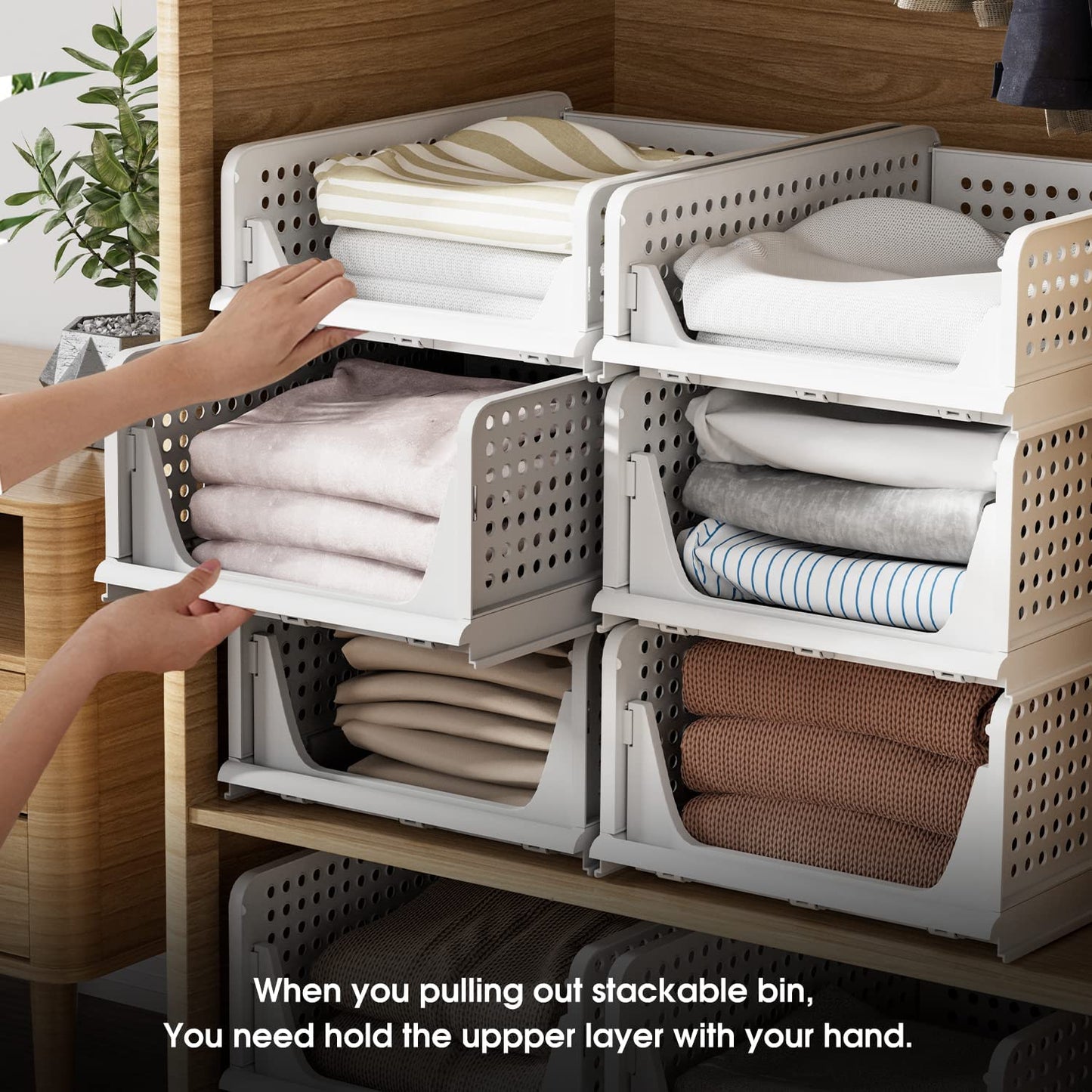 Foldable Stackable Drawer Storage Baskets