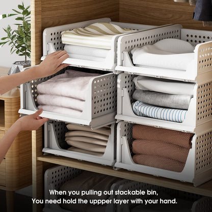 Foldable Stackable Drawer Storage Baskets